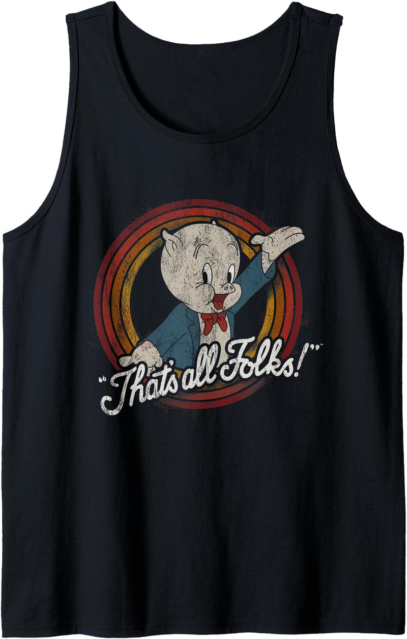 Looney Tunes Porky Pig That's All Folks Classic Tank Top - Black