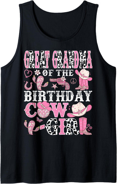 Cowgirl Disco Birthday Girl Matching Great Grandma Tank Top