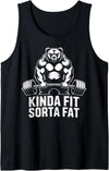 Iron Routine - Gym Workout Fitness Men Women Gifts Kinda Fit Sorta Fat Funny Gym Bear Workout Weightlifting Tank Top - Black