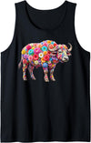 Buffalo lover for Women Men Kids Cute Flower Buffalo on Summer Floral Buffalo Tank Top - Black