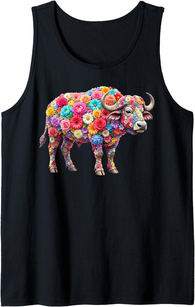 Buffalo Lover Men Kids Cute Flower Buffalo on Summer Floral Tank Top