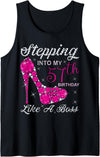Awesome Age Perfect Gift Gift Girls,Queens,Stepping Into My 57th Birthday Like A boss Tank Top - Black