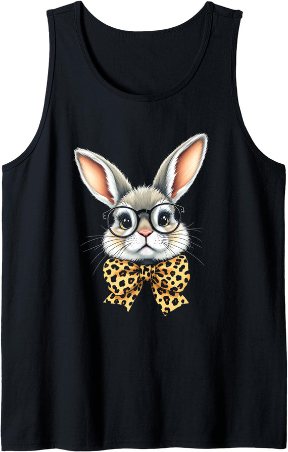 Cute Rabbit Lover Bunny Graphic Tank Top (Dark Heather Grey) in Black