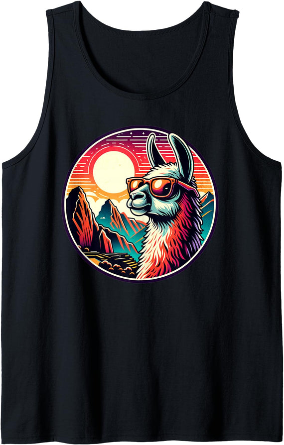 Peruvian Trip And Llama Peru Vacation Alpaca At Machu Picchu in Peru Tank Top - Black