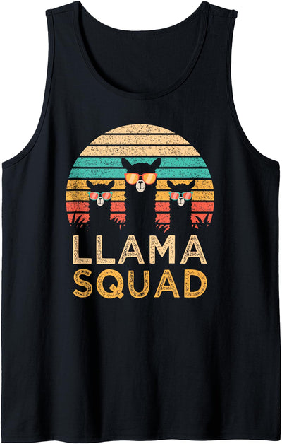 Llama Squad With Glasses Funny Funny Llama Squad Sunglasses Cool Llamas Vintage Gift Tank Top