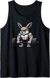Rabbit Weightlifting Bodybuilder Workout Gym Pet Lover Tank Top in Black