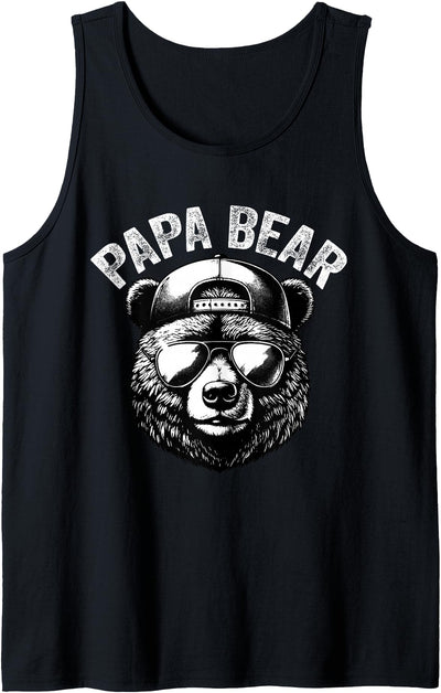 Papa Bear Face Grizzly Fathers Day Bear Lover Mens Tank Top