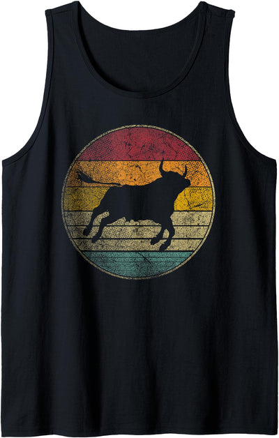 Bull Cow Father's Mother's Day Retro Funny Vintage Back Tank Top