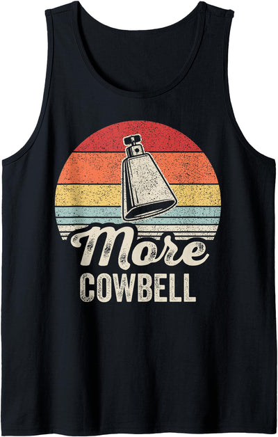 Catch Some Rays More Cowbell Funny Retro Vintage Sunset Tank Top