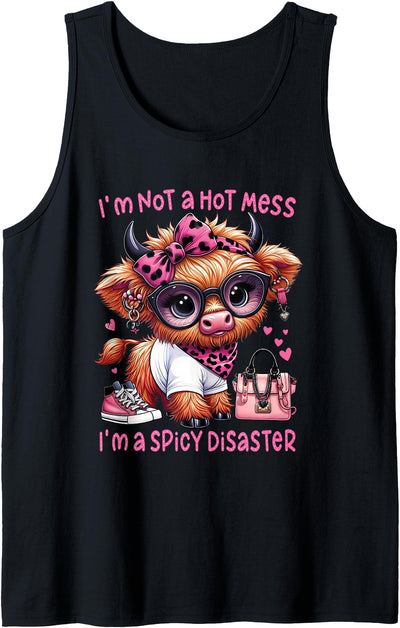 Cute Highland Cow I'm Not a Mess Women Girl Women's Mess Tank Top