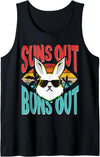 Bunny Lover Suns Out Buns Out Easter Rabbit Tank Top in Black