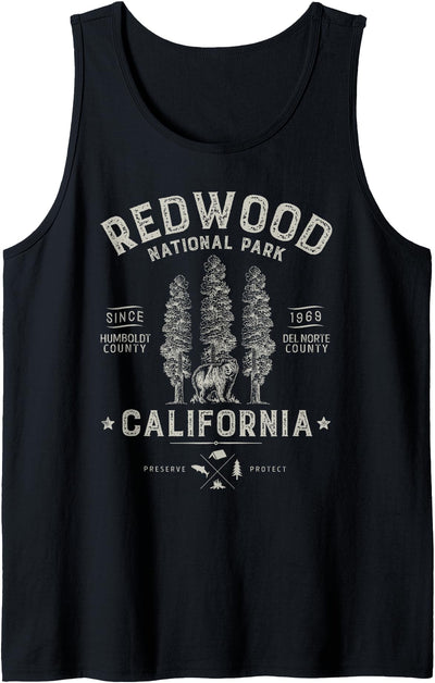 Redwood National Park Vintage California Bear Gift Men Women Tank Top