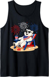 Polar Bear Patriotic Happy Beach Paws Co 4th of July Polar Bear Happy Beach Patriotic Animal Lovers Tank Top - Black