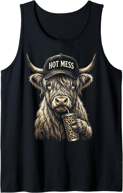 Hot Mess Highland Cow Tank Top