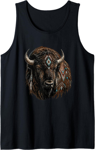 Cow Boho Western Tribal Bison Buffalo Spirit Mystic Buffalo Tank Top