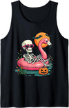 Halloween Skeleton Flamingo Gift Design Halloween Skeleton Flamingo Tank Top - As Pictured