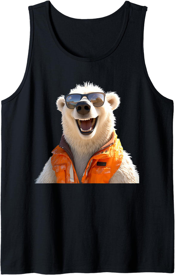 Funny Polar Bears for every Bear Lover Polar Bear With Sunglasses Animal Love Bears Cute Polar Bear Tank Top - Black