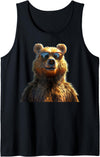 Funny Brown Bears for Grizzly Bear Lovers Brown Bear with Sunglasses Grizzly Bears Wild Brown Bear Tank Top - Black