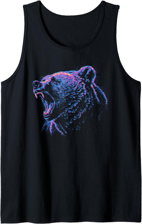 Roaring Grizzly Bear Face Intense Face Expression Grizzly Bear Tank Top - As Pictured