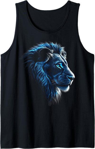 Lion Artwork - Blue Eyes Zoo Animal Lion Tank Top