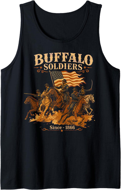Cow Buffalo Soldiers Heritage Military History Abstract Art Tank Top