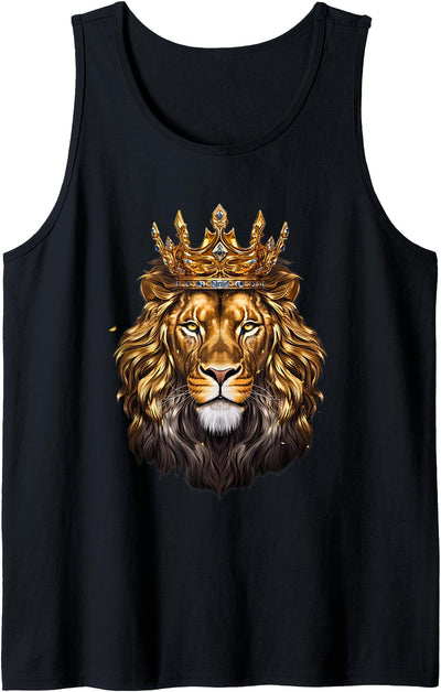 Lion Head Golden Crowned Biblical Lion of Judah Tank Top