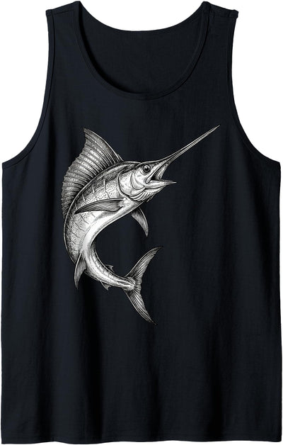 Vintage Swordfish Fish Fishing Fisherman Angler Tank Top