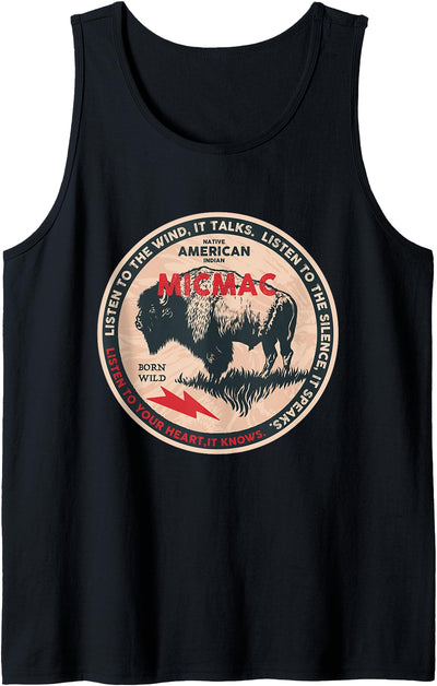 Cow Tribe Micmac Native American Indian Born Freedom Wild Tank Top