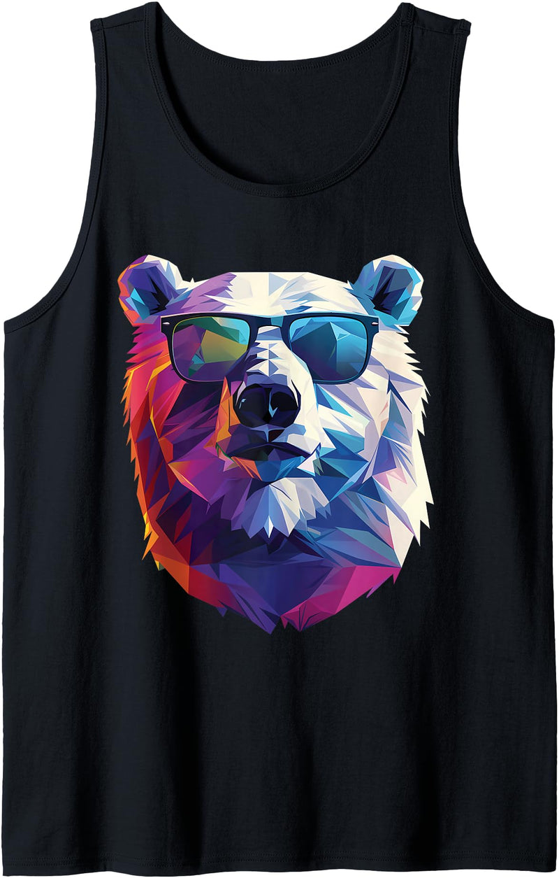 Funny Polar Bear Gift for Men, Women, Dad & Mom Polar Bear Dad Mom Cool Sunglasses - Polar Bear Tank Top - Black