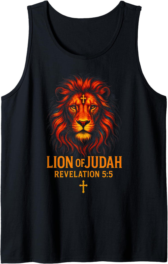 Lion of Judah Designs Lion of Judah – Christian Faith Cross Symbol Tank Top - Black