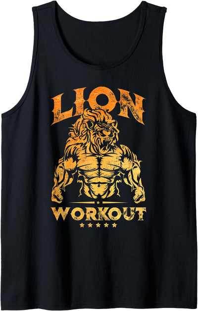 Lion Workout Gold Beast Muscle Fitness Gym Animal Tank Top