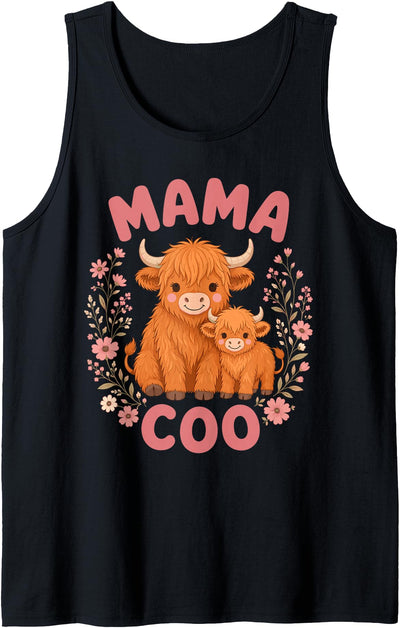 Mama Coo Highland Cow Mom Farm Mama Scottish Tank Top
