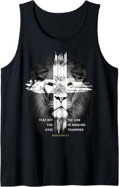 Lion Cross Jesus Christian Lord God Believer Tank Top