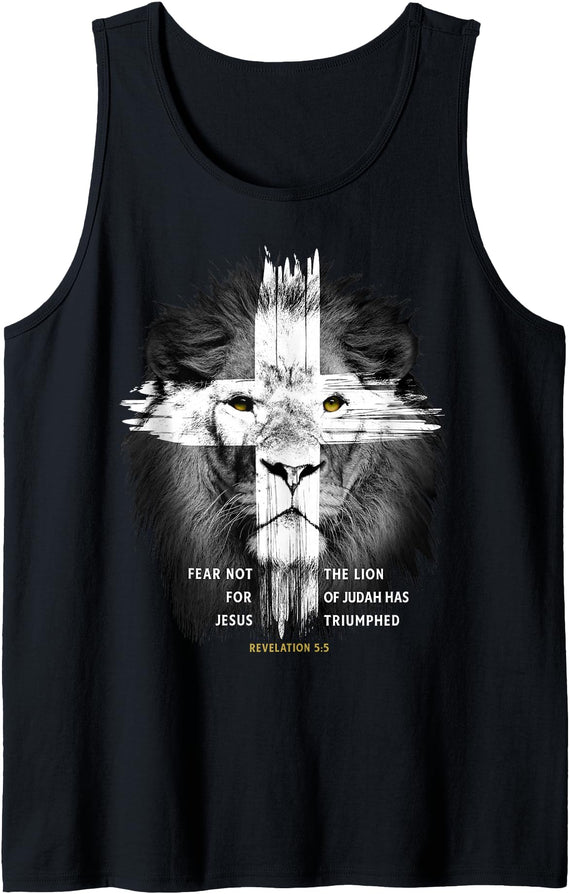 Check out my other Religion T-shirts Lion Cross Jesus Christian Lord God Believer Tank Top - Black