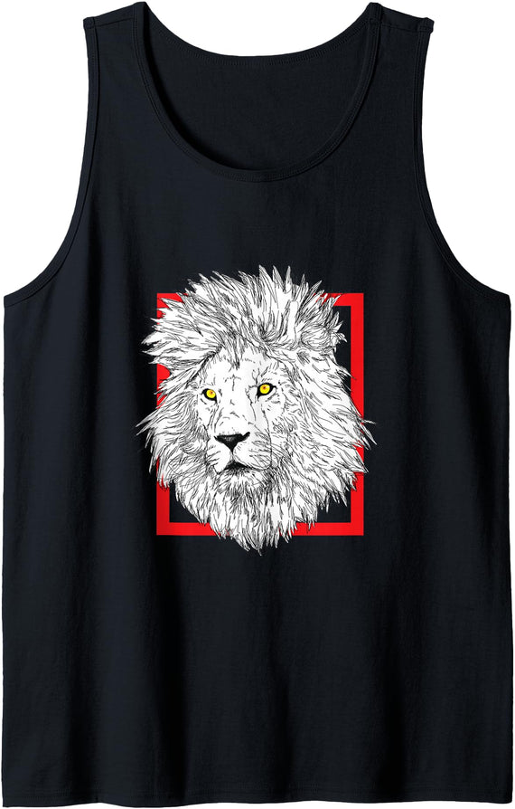 Löwenkopf Großkatze Safari Horoskop Astrologie White Lion Head Zodiac Sign Leo Astrology Tank Top - Black
