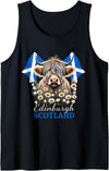 Highland Cow Designs Matching Family Mom Dad Kids Edinburgh Scotland Highland Cow Scottish Ancestry Vacation Tank Top - Black