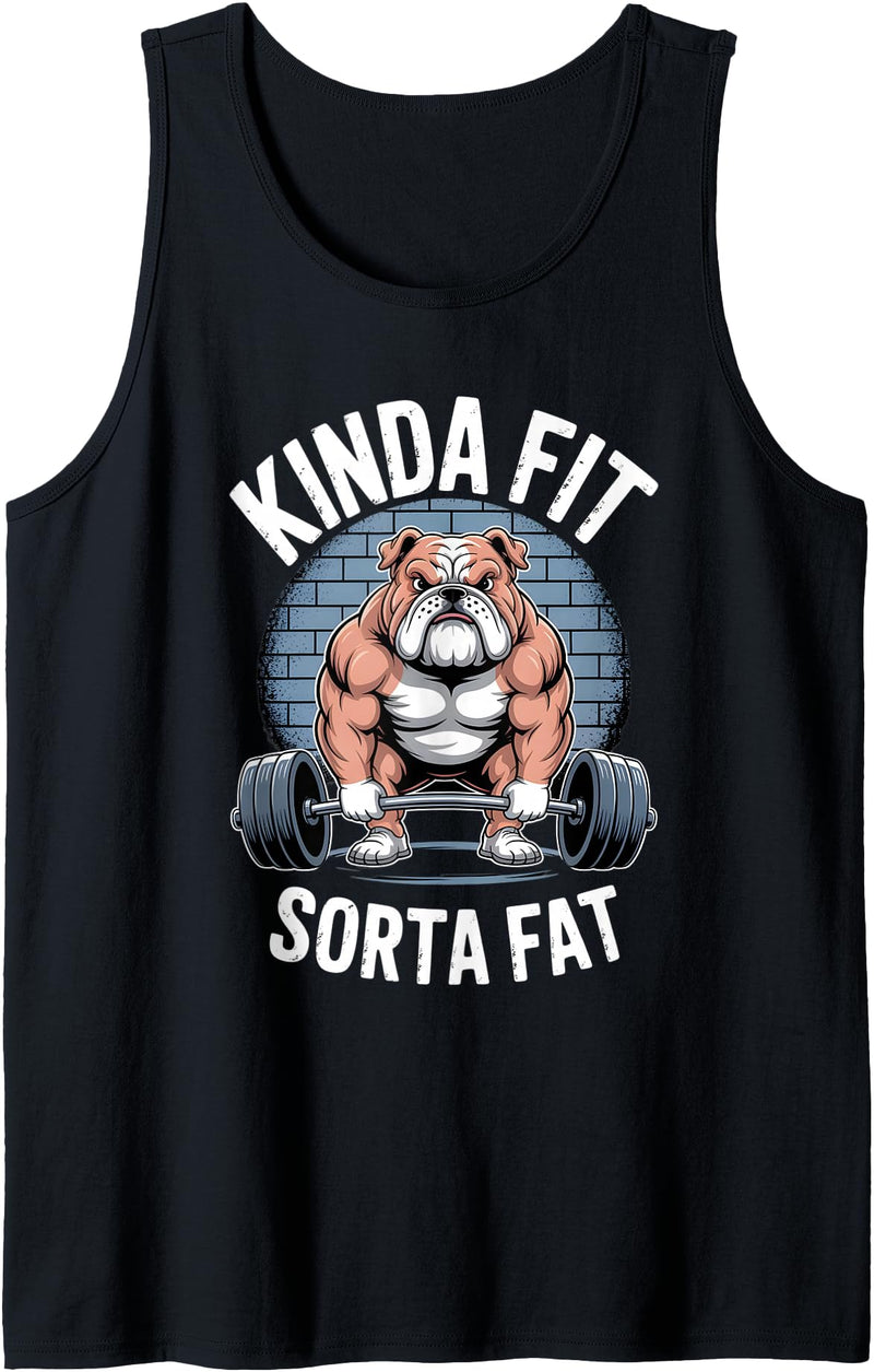 funny Weightlifting gym gifts for men Kinda fit Sorta Fat Gym Bulldog Weightlifting Tank Top - As Pictured