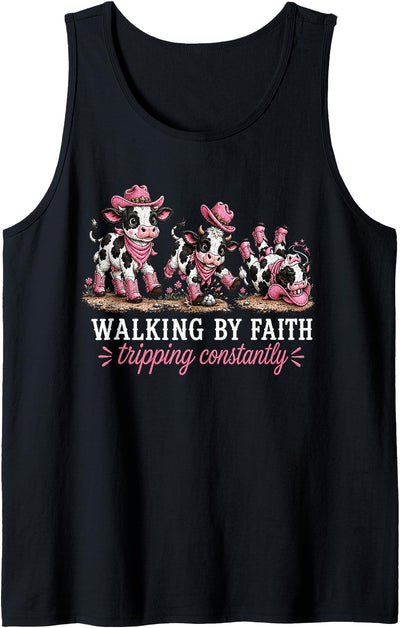 Dairy Cow Walking by Faith Tripping Constantly Cute Tank Top