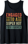 Family Roots Supply Co. Engaged to a Super Hot Cow Farmer Funny Fiance Fiancee Tank Top - Black