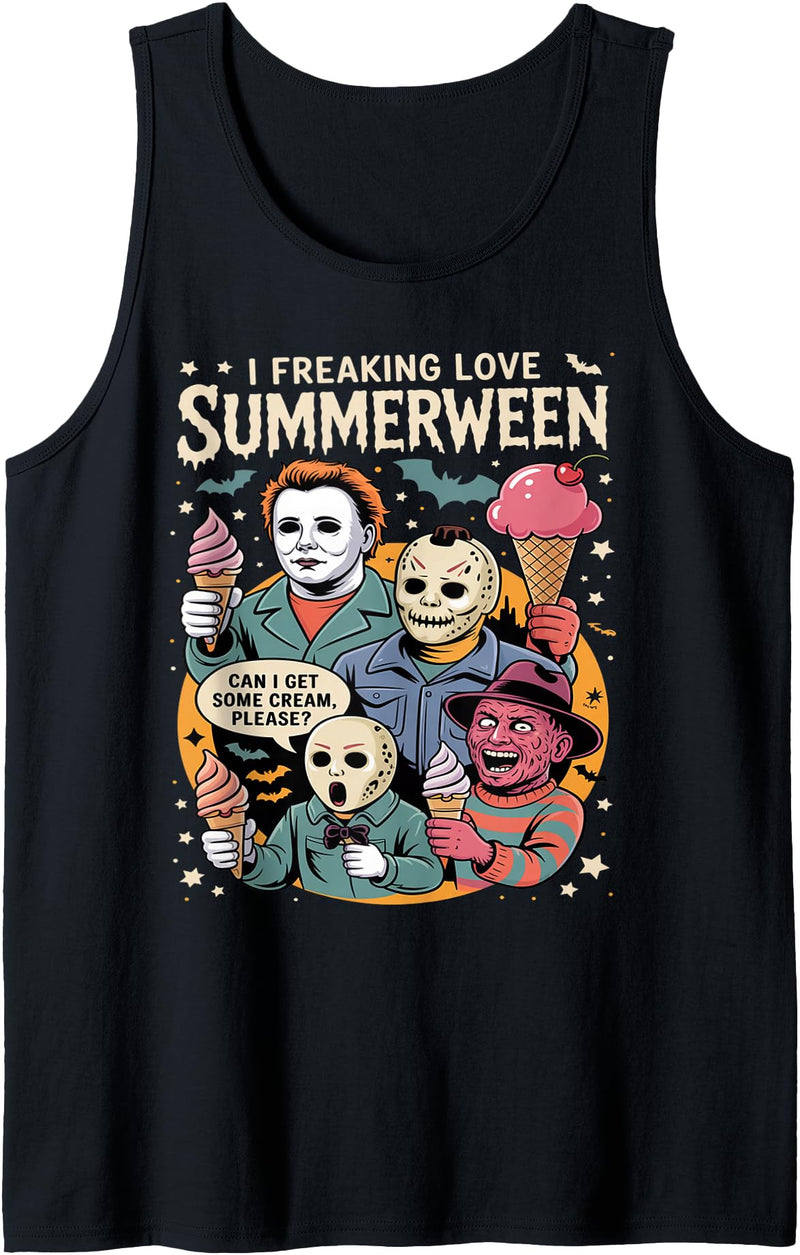Flo Design Summerween Outfits Summerween Spooky Summer summerween party Halloween Summer Tank Top - Black