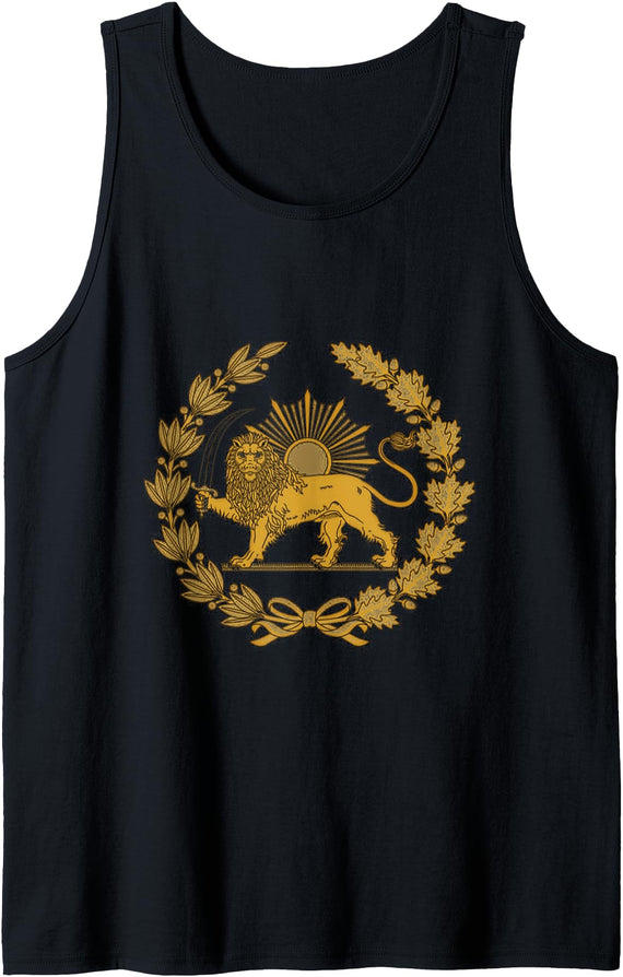Persian Fine Arts Shir o Khorshid, Lion and Sun, Symbol of Persia Tank Top - Black