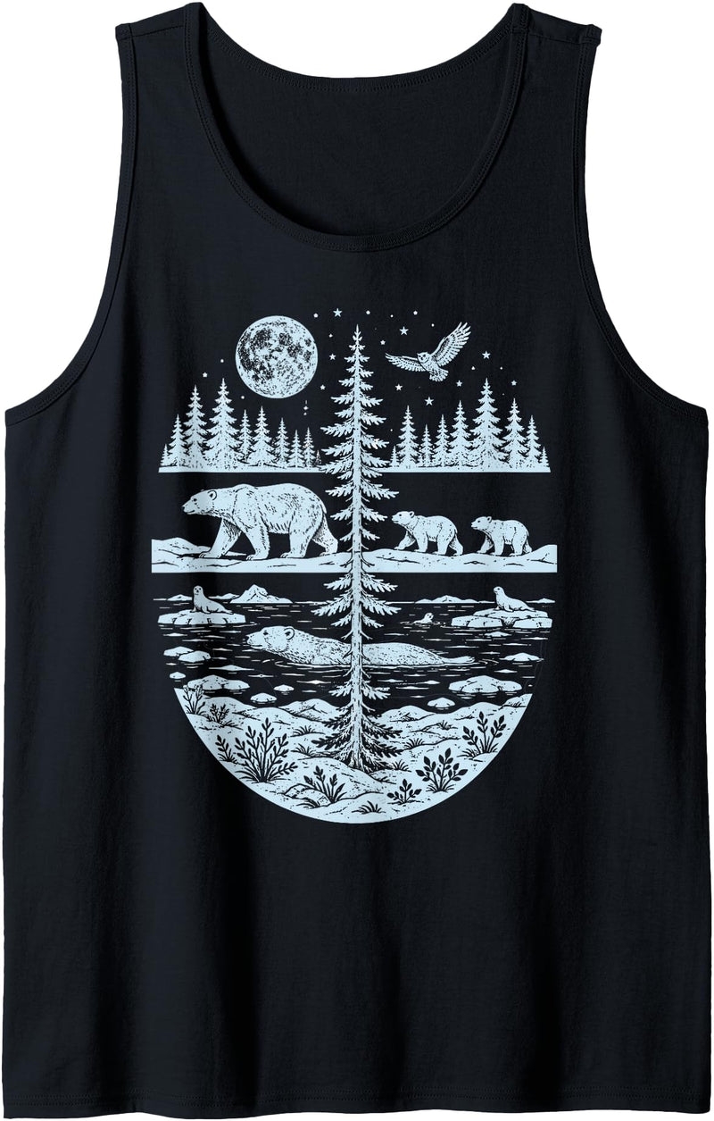 Polar Bear Arctic Tundra Wildlife Nature Lover Polar Bear Arctic Wilderness Nature Scene Wildlife Lover Tank Top - Black