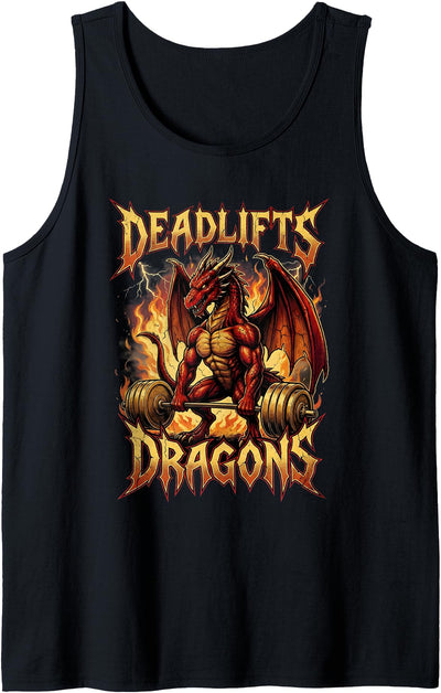 Deadlift Dragon Gym Workout Funny Gym Workout Deadlifts and Dragon Gaming Lifter Tank Top