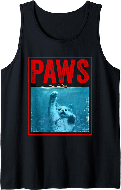 Paws Tee's Inc PAWS Funny Cat Kitten T-Shirt For Shark And Cat Lovers Tank Top