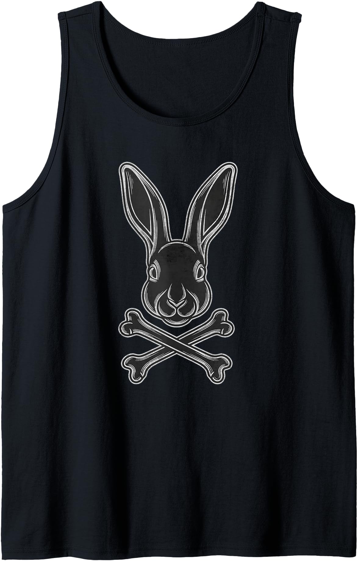 Easter Rabbit Crossbones Gothic Bunny Jolly Roger Flag Egg Tank Top in Black