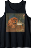 Funny Cavalier King Charles Dog Drinking Tees Cavalier King Charles Spaniel Drinking Beer Funny Dog Meme Tank Top - Black