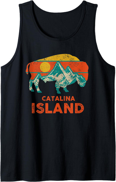 Cow Island Vintage Bison Buffalo America Souvenir Tank Top