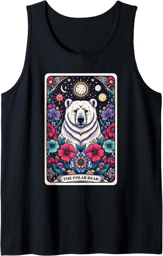 Catumet Polar Bear Polar Bear Tarot Card Tank Top - Black