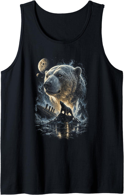 Titanic Polar Bear Howling Moon Iceberg Tank Top