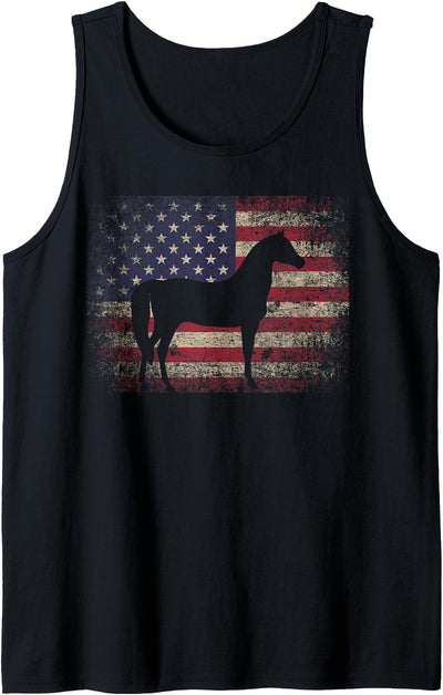 Horse - Funny Birthday Father's Day Horse - 4th of July American Flag Vintage Tank Top